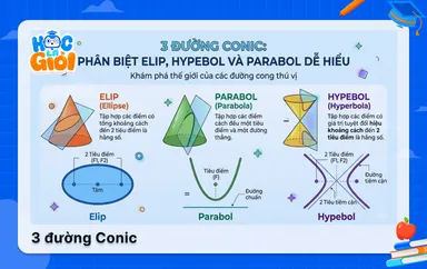 3 đường Conic: Phân biệt Elip, Hypebol và Parabol dễ hiểu