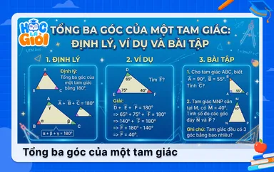 Tổng ba góc của một tam giác: Định lý, ví dụ và bài tập